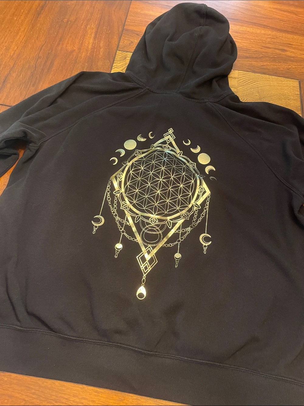 torrid Black Zip-Up Hoodie with Gold Geometric Design M62 - Picture 9 of 9